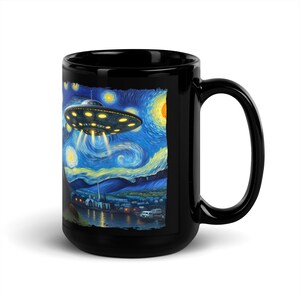 Starry Night UFO Parody Coffee Mug - Sci-Fi Art Mug