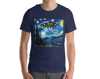 Starry Night UFO Parody Tee - Sci-Fi Art