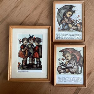 Set of 3 Vintage Hummel prints, framed