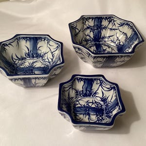 Nesting Bowls with Bamboo Pattern