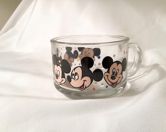 Tazón o taza de sopa de vidrio de Mickey Mouse de Walt Disney