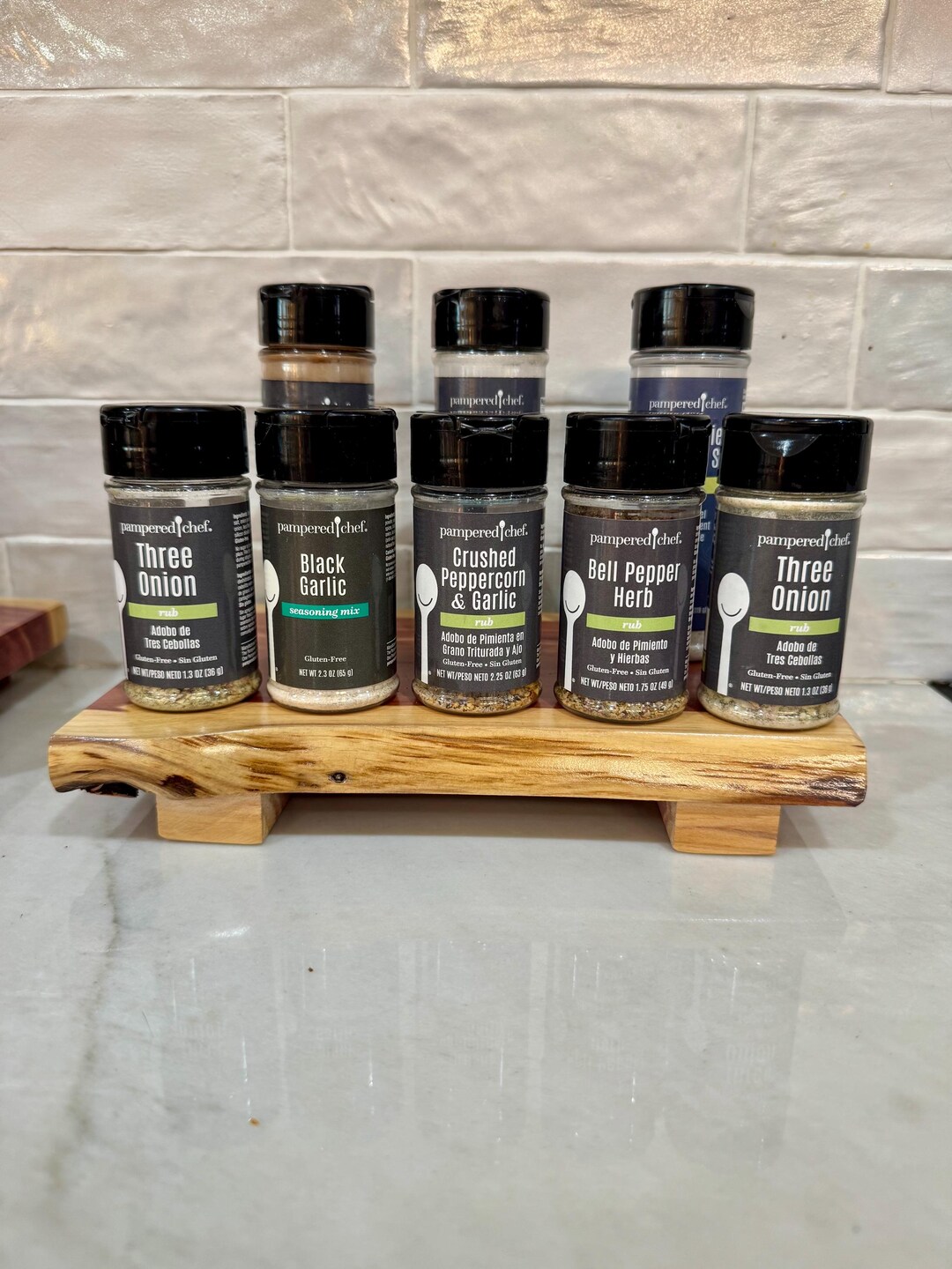 Handmade Wooden Spice Rack Riser, Countertop Spice Organizer, Solid ...