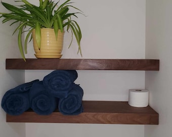 Handmade Walnut Floating Shelf: Modern Bathroom Storage