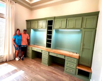 Custom Built-In Desk & Storage Wall | Home Office, Homework or Craft Desk | Made to Order