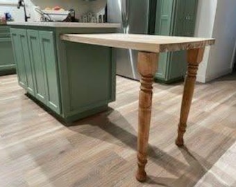 Handmade Kitchen Island with Walnut Slab | Custom Paint Grade Base