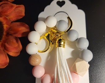 Handmade Beaded Silicone Wristlet with Tassel