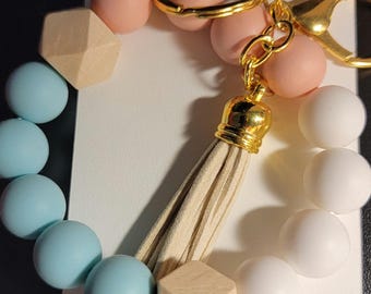 Handmade Beaded Silicone Wristlet with Tassel