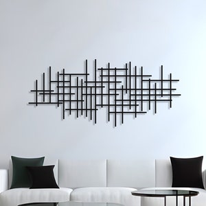 Moderne luxe stijl metalen muur kunst, Mid Century decor abstracte metalen muur sculptuur, boven bed decor, woonkamer decor, geometrische muur kunst afbeelding 2