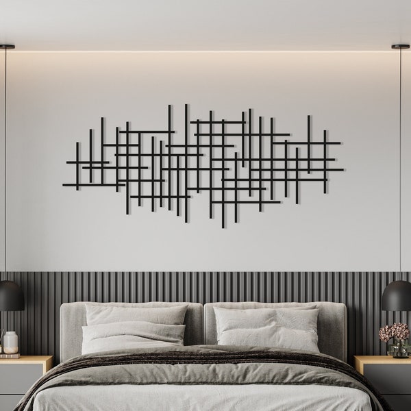 Modern Luxury Style Metal Wall Art, Mid Century Decor Abstract Metal Wall Sculpture, Above Bed Decor, Living Room Decor, Geometric Wall Art