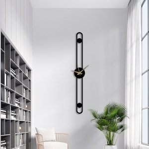 Minimalistische große Wanduhr, geometrische Metallwanduhr, einzigartige Wanduhr, moderne Wanduhr, Cloks für die Wand, Wanduhr, Horloge, Home Decor Black