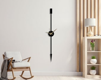 Orologio da parete unico, orologio da parete grande in metallo, orologio da parete decorativo lungo, orologio da parete moderno, orologio minimalista, Wanduhr, Horloge, decorazioni per la casa