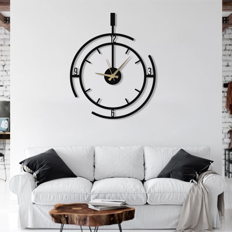 Moderne Wanduhr, Übergroße Wanduhr, Metallwanduhr, Große Wanduhr, Minimalistische Wanduhr, Stille Wanduhr, Wohnkultur für die Wand Bild 2