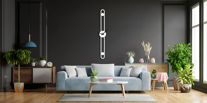 Minimalistische große Wanduhr, geometrische Metallwanduhr, einzigartige Wanduhr, moderne Wanduhr, Cloks für die Wand, Wanduhr, Horloge, Home Decor Bild 6