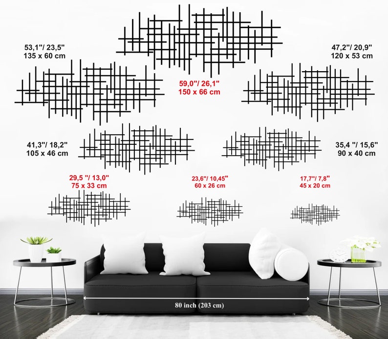 Moderne luxe stijl metalen muur kunst, Mid Century decor abstracte metalen muur sculptuur, boven bed decor, woonkamer decor, geometrische muur kunst afbeelding 8