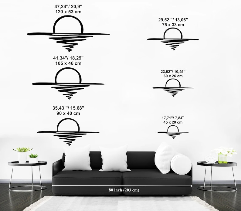 Sonnenaufgang Metall Wandkunst, Sonne und Wellen moderne Wanddekoration, abstrakte Sonnenuntergang Wohnkultur, minimalistische Kalligraphie, Einweihungsgeschenk, Wandbehang Bild 8