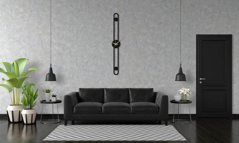 Minimalistische große Wanduhr, geometrische Metallwanduhr, einzigartige Wanduhr, moderne Wanduhr, Cloks für die Wand, Wanduhr, Horloge, Home Decor Bild 5