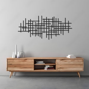 Moderne luxe stijl metalen muur kunst, Mid Century decor abstracte metalen muur sculptuur, boven bed decor, woonkamer decor, geometrische muur kunst afbeelding 7