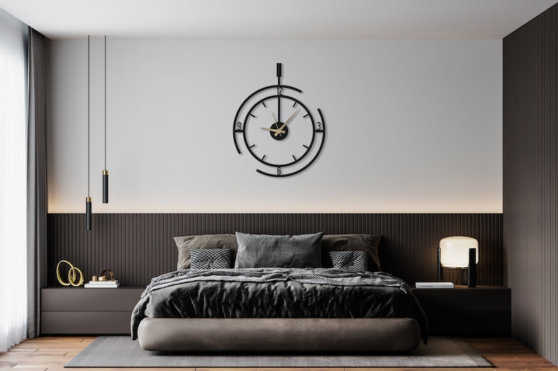 Moderne Wanduhr, Übergroße Wanduhr, Metallwanduhr, Große Wanduhr, Minimalistische Wanduhr, Stille Wanduhr, Wohnkultur für die Wand Bild 5