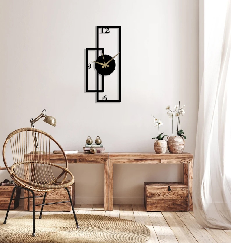 Übergroße Wanduhr aus Metall, minimalistisches Wanddekor, neue Saison Wanduhr Idee, neues Wohngeschenk, einzigartiges Wohndekor, stille Uhr, Wanduhr Bild 8