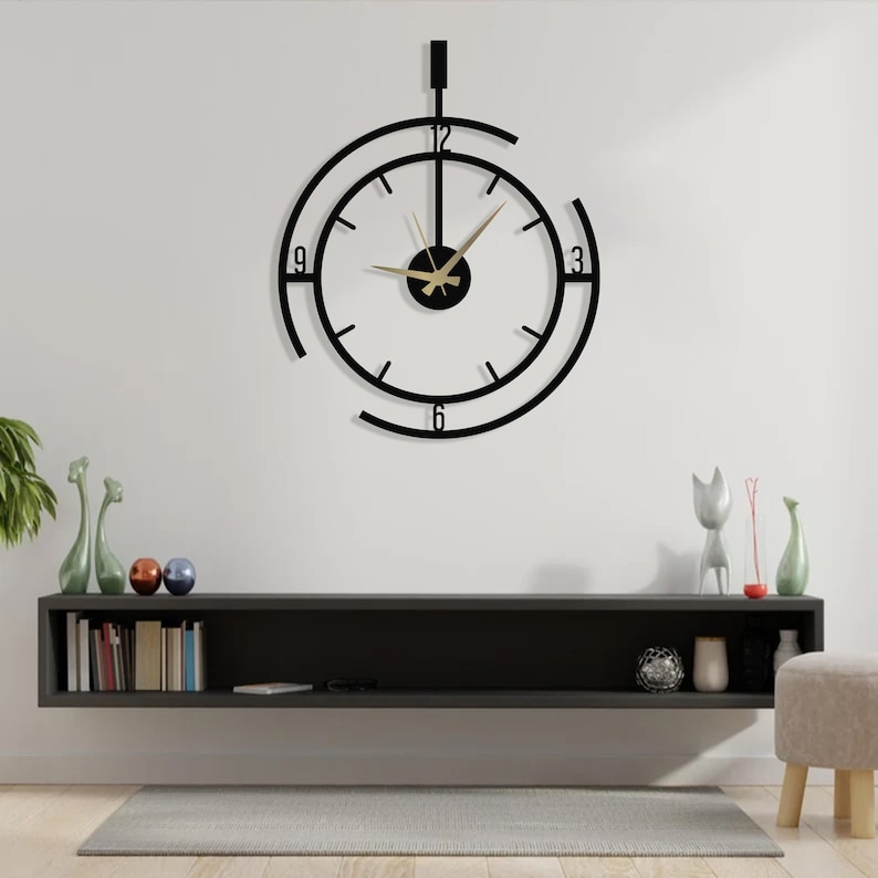 Moderne Wanduhr, Übergroße Wanduhr, Metallwanduhr, Große Wanduhr, Minimalistische Wanduhr, Stille Wanduhr, Wohnkultur für die Wand Bild 1