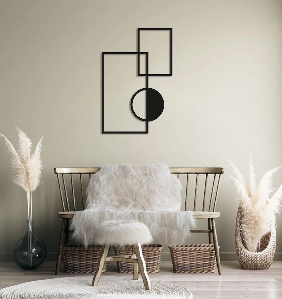 Modern Geometric Metal Wall Art, Abstract Vertical Wall Decor, Abstract ...
