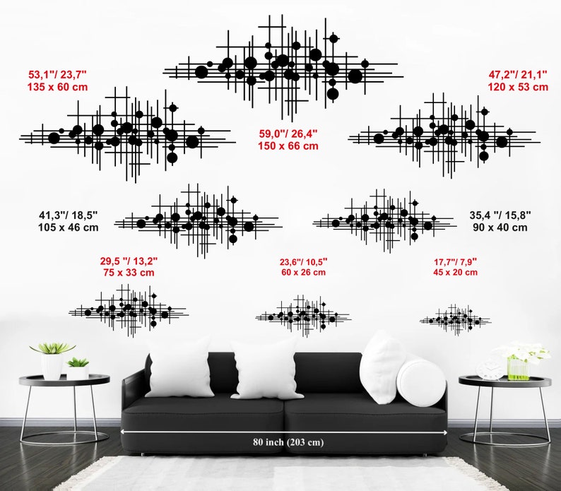 Arte da parete in metallo in stile moderno e di lusso, scultura astratta da parete in metallo, decorazione sopra il letto, decorazione del soggiorno, arte da parete geometrica, decorazione di metà secolo immagine 9