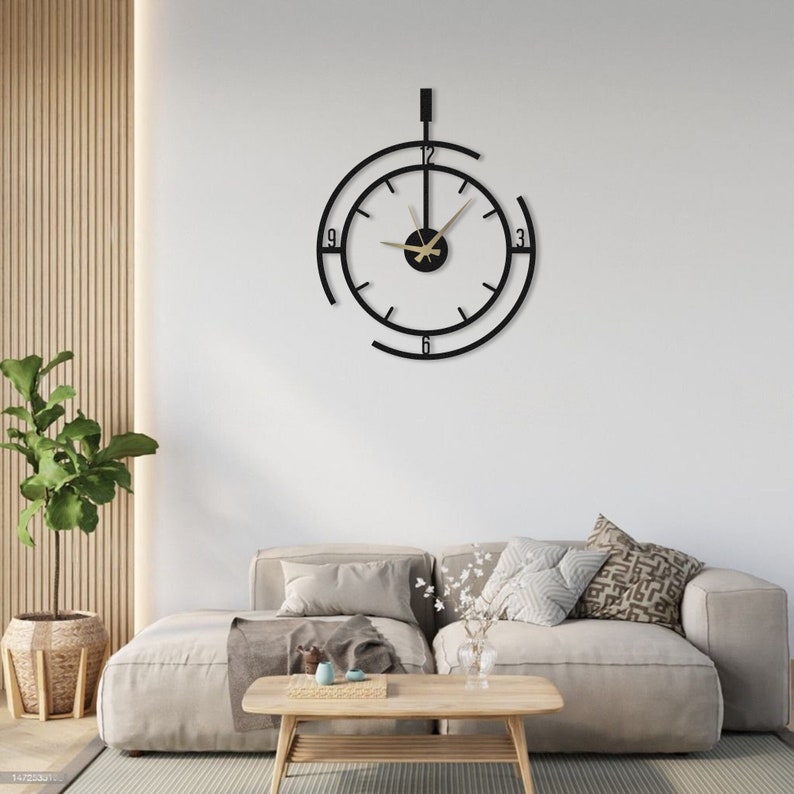 Moderne Wanduhr, Übergroße Wanduhr, Metallwanduhr, Große Wanduhr, Minimalistische Wanduhr, Stille Wanduhr, Wohnkultur für die Wand Bild 4