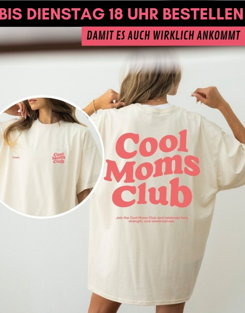 Personalized Mother's Day gift: High-quality Cool Moms Club T-shirt with individual name image 1