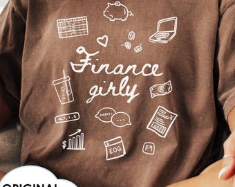 Finance Girly Doodle tshirt, Finance Icon tshirt, Gift for Women in Finance, Finance shirt, Finance Christmas Gift, Finance Secret Santa