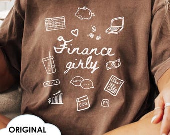 Finance Girly Doodle tshirt, Finance Icon tshirt, Gift for Women in Finance, Finance shirt, Finance Christmas Gift, Finance Secret Santa