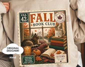 Vintage Stamp Fall Book Club Crewneck sweater, Cozy Autumn reading sweatshirt, Cozy Autumn Sweatshirt, Fall Stamp Sweatshirt