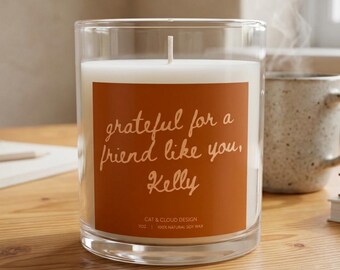 Personalized Friend Glass Candle, Fall Aesthetic soy candle, Candle Cozy Autumn, Fall Birthday Gift, Thanksgiving gift, Bridesmaid gift fall