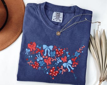 Comfort Colors® USA tshirt, Coquette usa shirt, Patriotic tshirt, July 4th shirt, July 4th bow shirt, Fourth of July tshirt, 4th of July bow