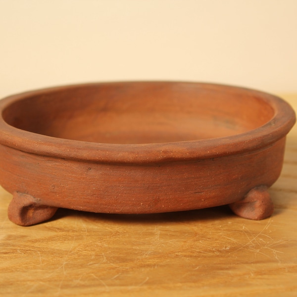 Bonsai Pot, Oval, Unglazed, Small Shohin, 5" wide, 1 3/8" tall