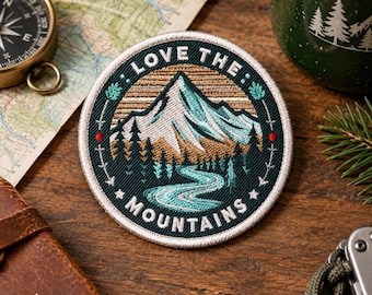 Berg-Aufnäher – Gesticktes Bergmotiv | Geschenk für Wanderfreunde | Zum Aufbügeln oder Aufnähen