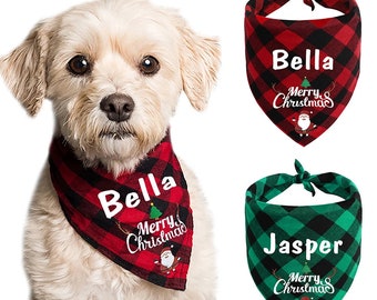 Christmas Custom Dog Cat Bandana Collar Personalized Cotton Pet Bandanas Scarf Collars For Small Medium Dogs Accessories Clothes