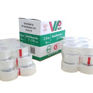 36 Rolls Clear Industrial Packaging Tape, 2 Inch x 110 Yards, Thickness 2.0 Mil.