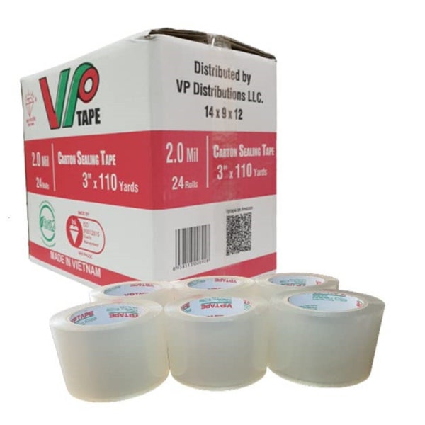 24 Rolls Clear Industrial Packaging Tape, 3 Inch x 110 Yards, Thickness 2.0 Mil.