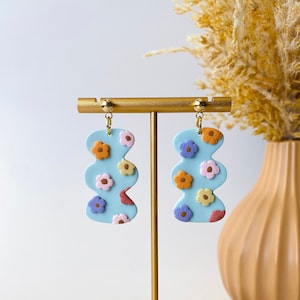 Florale Kringel - Polymer Clay Ohrringe - Handgemacht - Unikat - Bunt - Unikat