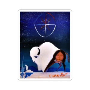 Vinyl Sticker - Original Lakota Painting: White Buffalo Night