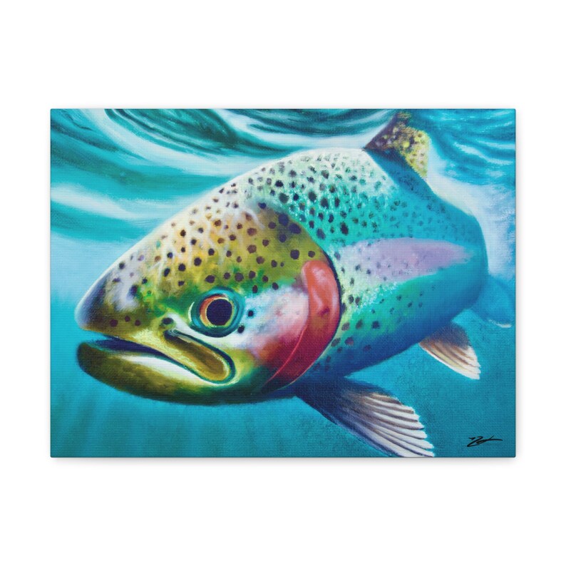 Trout Art, Rainbow Trout Art Print, Cabin Art, Wall Art, Fish Lovers