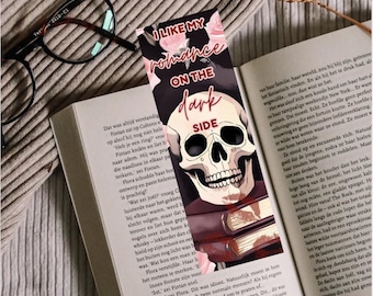 Printable Bookmark, I like my romance on the dark side bookmark, digital bookmark PNG & PDF