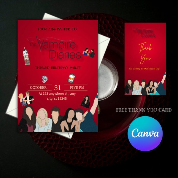 Vampire Diaries Invitation/ Digital Invitation/ Vampire Party Invitation/ Printable Invitation