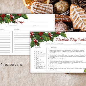Christmas Recipe Card, Holiday Recipe Card, Christmas Trees, Printable Recipe Card, 6x4, Recipe Card Template Simple Recipe