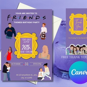 Editable Friends Birthday Invitation Friends Birthday Invite The One Where Friends Birthday Invitation Friends Theme Birthday Invite tv show
