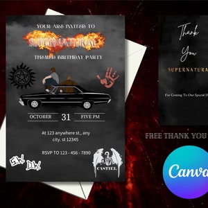 Supernatural Invitation, supernatural invite supernatural party, supernatural tv show, canva template