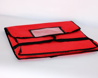 Insulated Pizza Delivery Bag: Red Nylon, Holds (6) 16" Pizzas