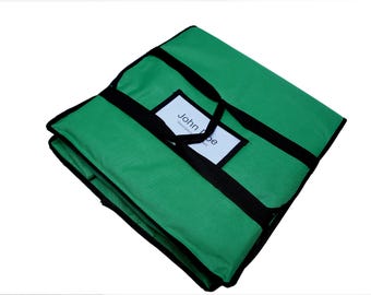 Green Insulated Pizza Delivery Bag, Nylon, 18" x 18" x 2"Holds