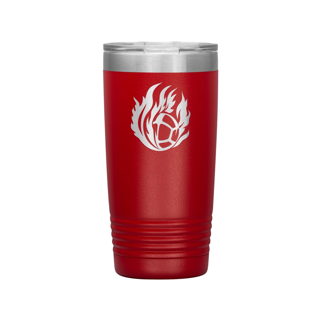 Volleyball Tumbler, Fiery Volleyball Gift, Sports Drinkware, Athlete