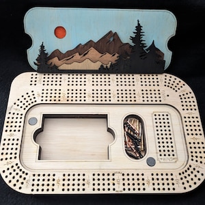 Mountain Layered Cribbage Board